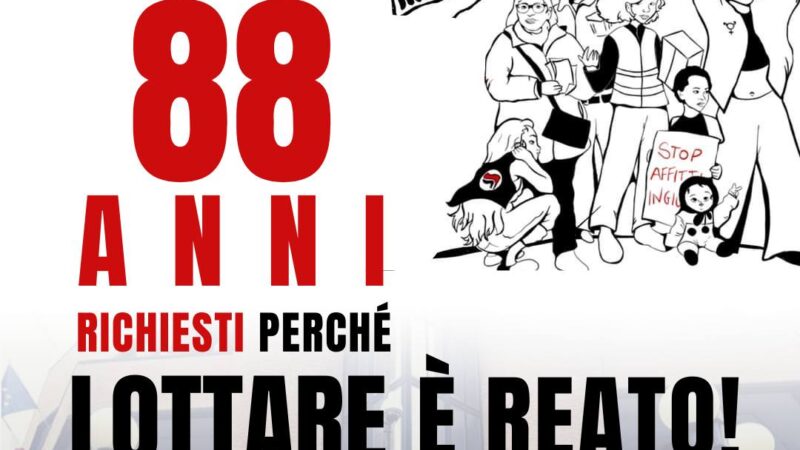 88 anni richiesti perché lottare é reato.